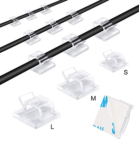 100pcs Adhesive Cable Clips, Transparent, Wire Clips, Car Cable Organizer, Cable Holder, Cable Wire Management, Cable Holder for Car, Office and Homeï¼ˆIncluded S Size M Size and L Size Cable Clips