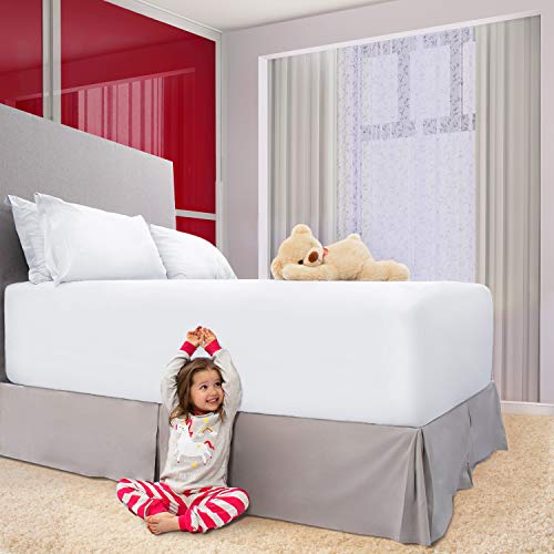 Mellanni White Queen Bed Skirt - Bed Frame And Box Spring Cover - 15-Inch Tailored Drop Pleated Dust Ruffle - Luxury Bedding - Easy Fit, Wrinkle, Fade, Stain Resistant - 1 Bedskirt (Queen, White) #TOP5