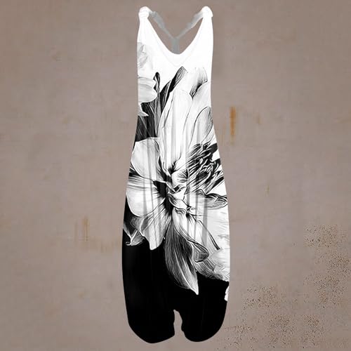 OIOLOYJM Summer Plus Size Boho Overalls for Women 2025 Fashion Jumpsuits Loose Fit Rompers Floral Printed Baggy Harem Pants