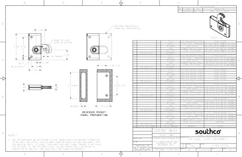 Image of Southco Heavy Duty Roto Lock Kit - Concealed Panel Fastening Draw Latch - R5-0074-07 & R5-0079-07