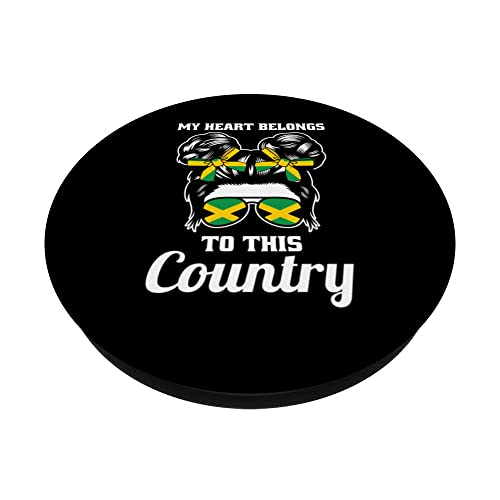 My heart belongs to this country Jamaican PopSockets Swappable PopGrip, Black - Image 2