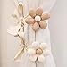 SRG 4PCS Curtain Tiebacks | Boho Flower Curtain Holdbacks | Simple Elegant Sunflower Curtain Holders | Boho Bedroom Decor（2Pcs Cream&2Pcs Khaki）