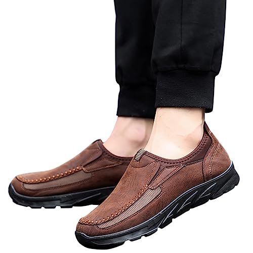 Hbeylia Men's Dress Sneakers Oxfords Business Casual Walking Shoes Fashion Round Toe Slip On Tennis Comfortable Wingtip Outdoor Versatile Walking Shoes