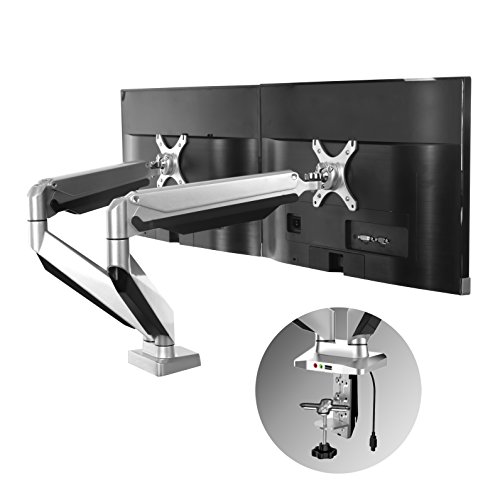 Loctek D7D Dual Monitor Mount LCD Arm for 10-27 inches Computer Screen Heavy Duty Swivel Desk Mounts Height Adjustable Gas Spring