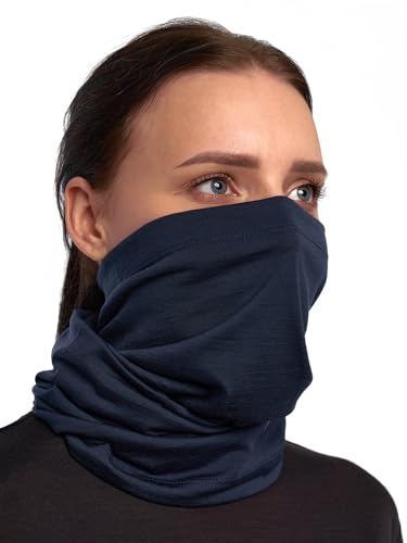 Merino.tech Merino Wool Ski Neck Gaiter - Face Mask Neck Warmer for Men & Women (165 Navy)