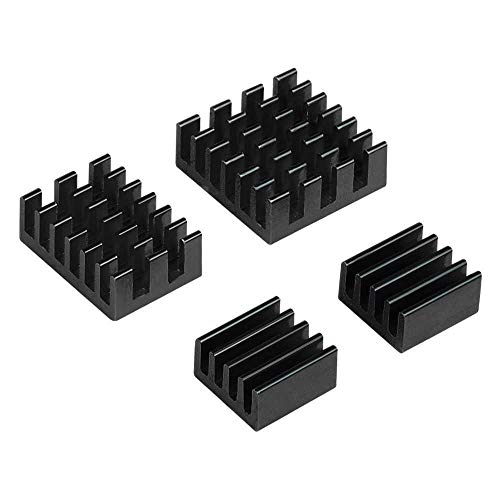 REES52 Heatsink for Raspberry Pi 4 Model B - Pack of 4 PCs - Raspberry Pi heatsink (Black)