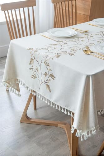 Nappe de ferme en coton et lin de qualité supérieure à pompons - 6