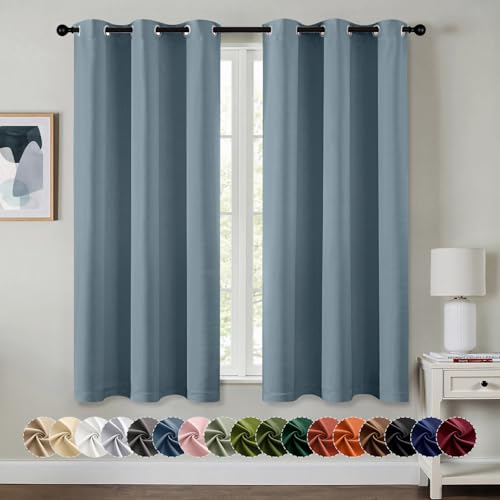 Image of MIULEE Blackout Curtains for Bedroom Living Room 2 Panels, Thermal Insulated Room Darkening Drapes Grommet Noise Reducing Light Blocking Window Treatments 54 Inches Long 40x54 Inch Greyish Blue