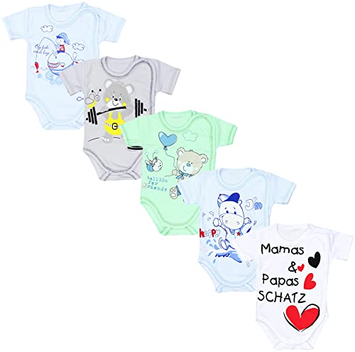TupTam Unisex Baby Kurzarm Wickelbody mit Spruch 5er Pack, Farbe: Junge,...
