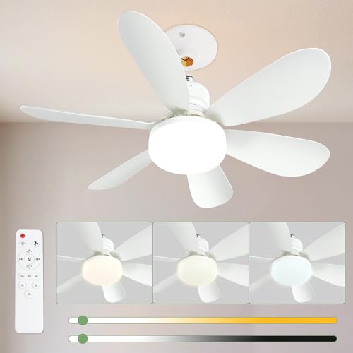 Socket Fan Light with Remote, 20.5in Small Ceiling Fan with 3-Speeds, Dimmable LED, E26 Base, Cordless Light Socket Fan for Kitchen, Bedroom, and Small Rooms