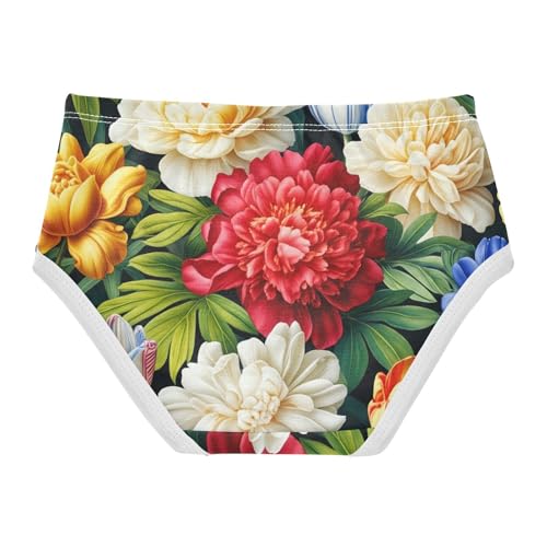 Cotton Girls Underwear Toddler Vibrant Colorful Floral Peony Flowers Panties Little Girl Florals Kids Undies Briefs 2t2