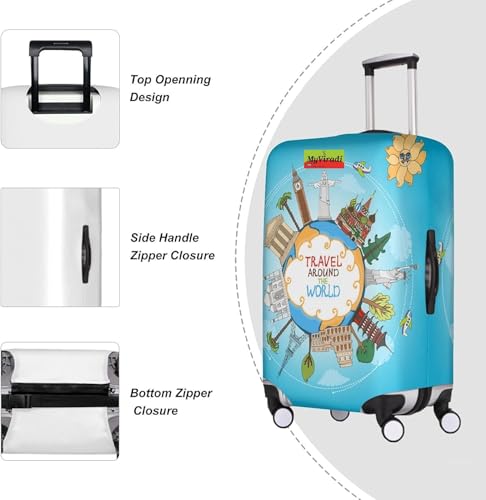 Image of Trolley Printed Cover Luggage Bag Polyester | Trolley Bags | Suitcase | Travel | Protector | Printed | Washable| Anti-Scratch Blue (Blue, 76 CM)