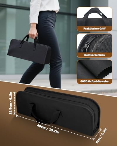 Grillbesteck Set, 3-teilig Edelstahl Grill Zubehör mit Tragetasche, Umfassendes Grillbesteck für das Grillen im Freien, Camping, Grillzubehör BBQ, Professionelle Grillzubehör für Männer Frauen