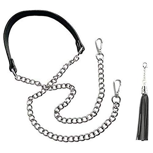 BEAULEGAN Sangle en cuir et chaîne - Remplacement pour sac à main/sac en bandoulière, réglable, 130 cm de long et 2 cm de large (Doré et Argenté) Cover