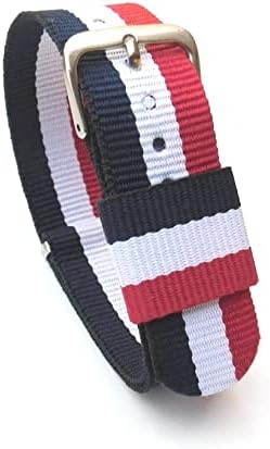 Unisex 20mm Nylon NATO Strap for Watch (Blue/White/Red)