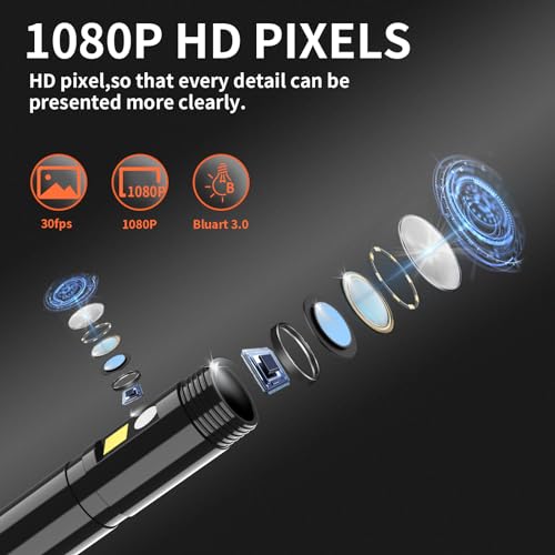Image of Endoscope Camera with Lights, IP67 Waterproof Endoscope, 1080 HD Borescope, 16.5FT Flexible Borescope, Sewer /Plumbing /Auto Inspection Camera with LED Lights, Gadget Gift for Men