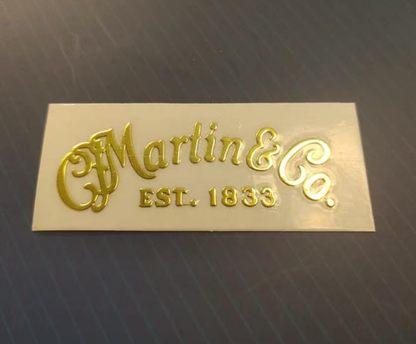 1PC Suitable for Martin Guitar Headstock Logo Metal Sticker - Gold UV Decal, Removable DIY Logo for Electric Guitars