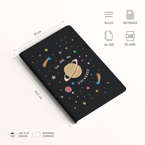 Image of FACTOR NOTES A6 Notebook (My Universe) | Ruled, 160 Pages, 90 GSM Thick Paper | Cute Aesthetic Notebook for Women