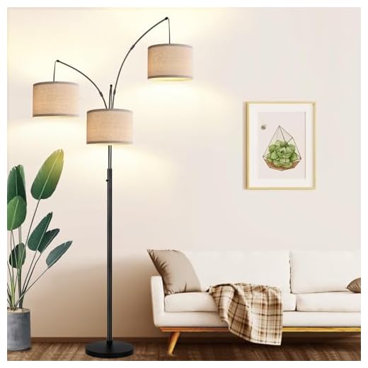 Dimmable Three-Light Arc Floor Lamp