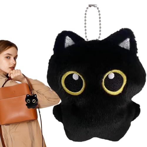 Stuffed Cat plushBlack Kitten - Soft Stuffed Animal Keychain Charm for Kids Adults | Ultra Soft plushFabric Design, Cute Black K