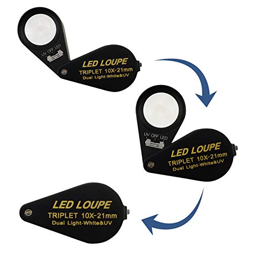10x Magnifier Jewelry Loupe LED UV 21mm Triplet Lens Optical Glass Pocket Gem Magnifying Tool Jeweler, Stamp Philatelist, Coin Numismatic by DANOPLUS - Used condition - Image 6