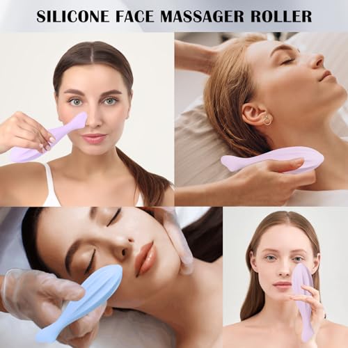DAGEDA Rolo massageador facial de silicone, ferramenta multifuncional para massagem facial, rolo fac