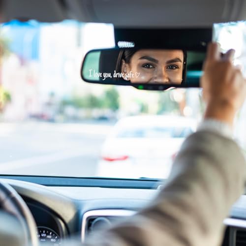Image of I Love You Drive Safe Mirror Sticker, 4 Pack I Love You Drive Safe Rearview mirror stickers, Vinyl Tumbler Decal Sticker, Car Window Decals Funny Car Accessories for Girls Women