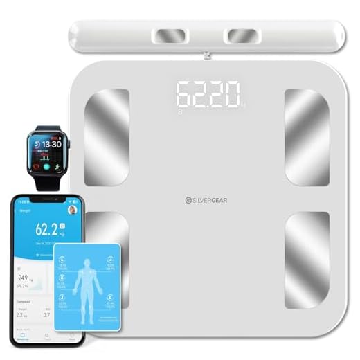 Silvergear® Báscula PRO de Baño Bluetooth con APP | Báscula Inteligente con Análisis de Grasa Corporal, Masa Muscular, IMC, Peso Óseo, BMR, Frecuencia Cardíaca