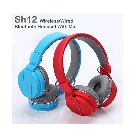Image of HS12 Wireless Bluetooth Over the Ear Headphone Mic with Music and Calling Controls Adjustable Pads for Small and Big Head Multicolor Sports Wireless Bluetooth,with FM /SD Card