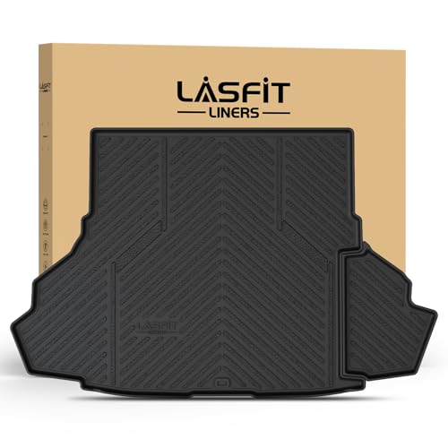 Image of LASFIT Cargo Mat for Ford Mustang 2015-2023 with or Without Subwoofer | Trunk Liner Custom Fit All Weather Protector TPE One-Piece Design Easy Installation Easy Clean Trunk Mat, 1pc Black