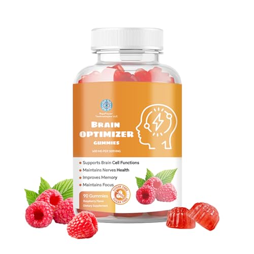 Brain Optimizer Gummies - Brain Supplement for Memory, Focus & Attention - Cognitive Support with Magnesium, Omega 3, Ashwagandha - 90 Count Raspberry Flavor