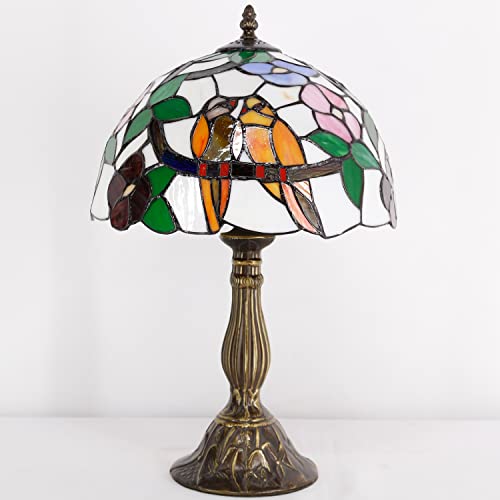 Image of WERFACTORY Tiffany Table Lamp Stained Glass Bedside Lamp 18 Inch Tall