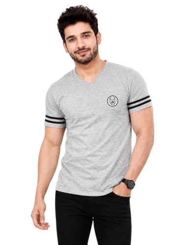 Image of Geum Men's Solid Half Sleeve V-Neck T-Shirt | Soft & Breathable Fabric | Regular Fit | Casual Everyday T-Shirt