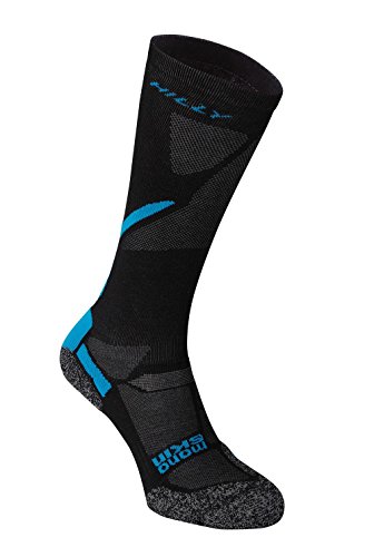 Hilly Over The Calf Energize Compression Sock, Black/Electric Blue, X Large with a Sock Ring