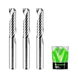 SHARPRO O Flute Upcut Spiral Router Bit 1/4 Inch Shank 1/4' Cutting Dia. 1' CL. 2-1/4'OVL. Carbide Single Flute CNC Router Bit, Ideal for Aluminum, Plastic, Acrylic, Wood, MDF and PVC (3PCS)