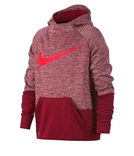 NIKE Boys' Therma Graphic Training Pullover Hoodie Red Crush/Bright Crimson -Large