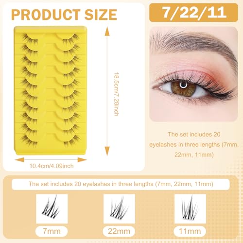 Image of 10 Pairs Half Eye Lashes for Women, 11mm Natural False Eyelashes with Thin Band, Fluffy Volume Fake Lashes, Lightweight and Reusable Wispy Eyelash