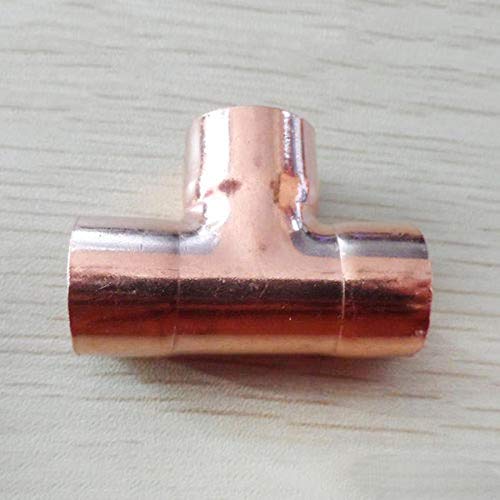 Acoplamiento de alimentación de extremo de soldadura de cobre en T de 89 mm de diámetro interior x 1,8 mm de espesor, accesorio de plomería for agua, gas y petróleo