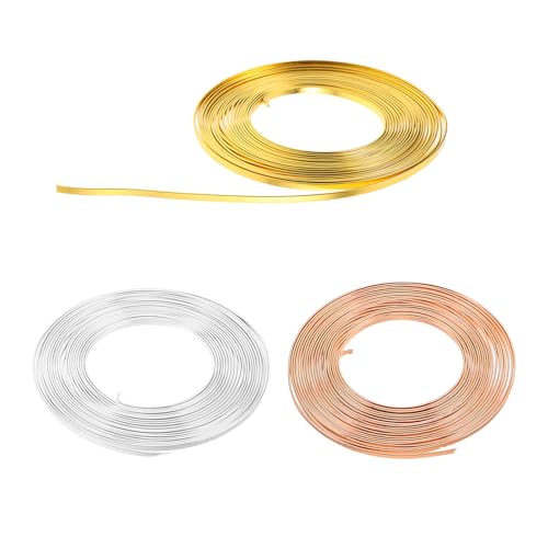 Alambre para joyería de aluminio plano flexible: juego de 3 piezas para esculturas y adornos
