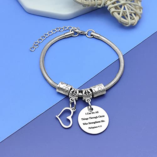 Image of DlaeKua Inspirational Scripture Bible Verse Bracelet for Women Men Philippians 4:13 Christian Religious Gifts Christmas Gift Motivation Gifts Prayer Christian Gifts jewelry faith Bracelet Gift