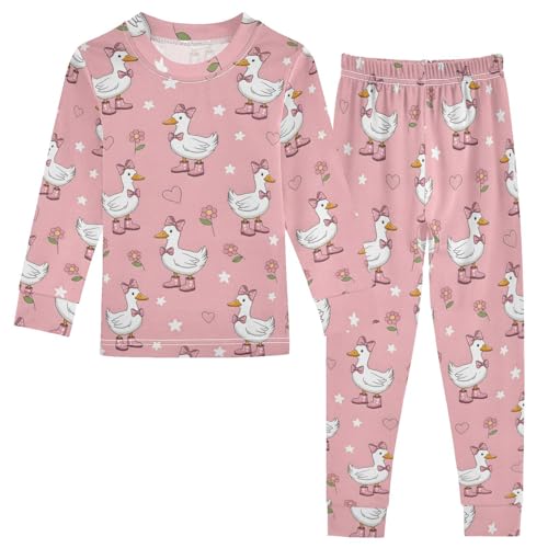 Pajama Sets Long Sleeve Cute Ducks with Boots Soft Comfy Sleepwear 2 Piece PJS 3-8T