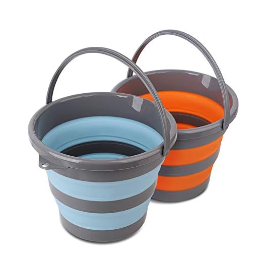 2 Pack Collapsible Plastic Bucket with 2.6 Gallon (10L) Each, Foldable Round Tub for House Cleaning, Space Saving Outdoor Waterpot for Garden or Camping, Portable Fishing Water Pail (Blue & Orange)
