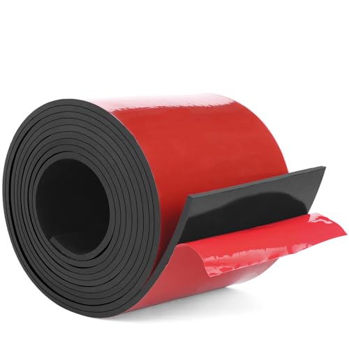 Image of WochiTV Adhesive Solid Rubber Strips, 5 inch Wide x 1 /8 inch Thick x 60 inch Long Self Stick Black Neoprene Rubber Rolls Perfect for DIY Insulation Cushion Gasket, Sealing, Liner, Weather Striping