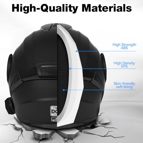 Idcoine Bluetooth Modular Motorcycle Helmet Dot/Ece Approved Full Face Flip Up Anti-Fog Double Visor Helmet Built-In Dual Speaker With Microphone For Adult Men And Women thumb #3