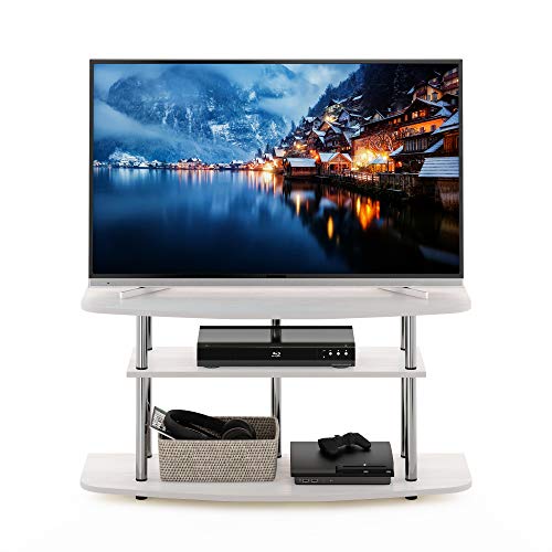 Image of Furinno Frans Turn-N-Tube TV Stand for TV Size up to 43 Inch, 3-Tier, White Oak