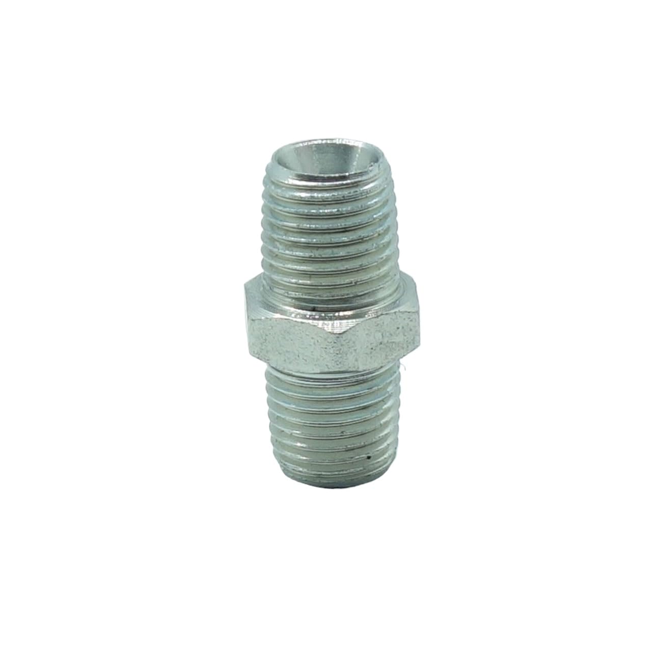 3 Pcs 1/4" x 1/4" Male NPT Hex Nipple Plated Steel Hydraulic Fitting Adapter - 4