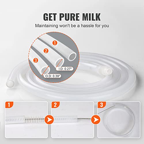 VEVOR Goat Milking Machine, 12 L 304 Stainless Steel Bucket, Electric Automatic Pulsation Vacuum Milker, Portable Milker with Food-Grade Silicone Cups and Tubes, Adjustable Suction for Cows and Sheep