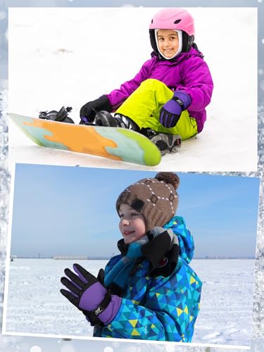 Image of Geyoga Kids Waterproof Winter Snow Ski Gloves for Boy Girl Outdoor Warm Thickening Snowboard Gloves