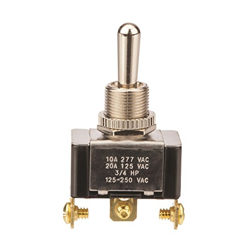 Toggle Switch, Maintained Contact And Single Pole, On Off On Circut Function, Spdt, Brass/Nickel Actuator, 20/10 Amps At 125/250 Vac, Screw Connection, Pounds #TOP3