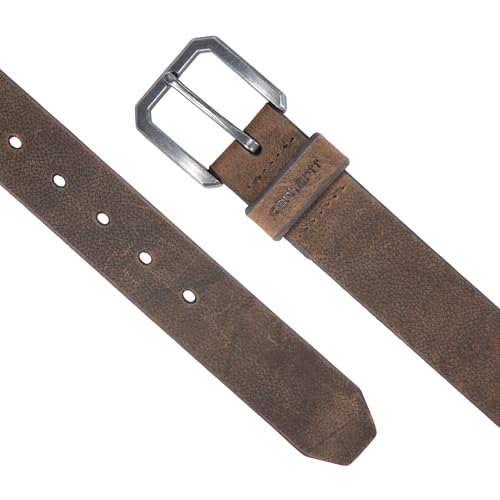 Carhartt Men's Durable Full Grain Saddle Leather Classic Belts, W/Rugged Antique Nickle Hardware2